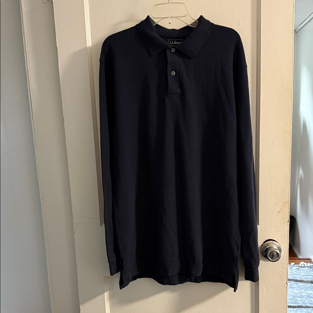 L.L. Bean Men's Tall Navy Long Sleeve Polo Shirt